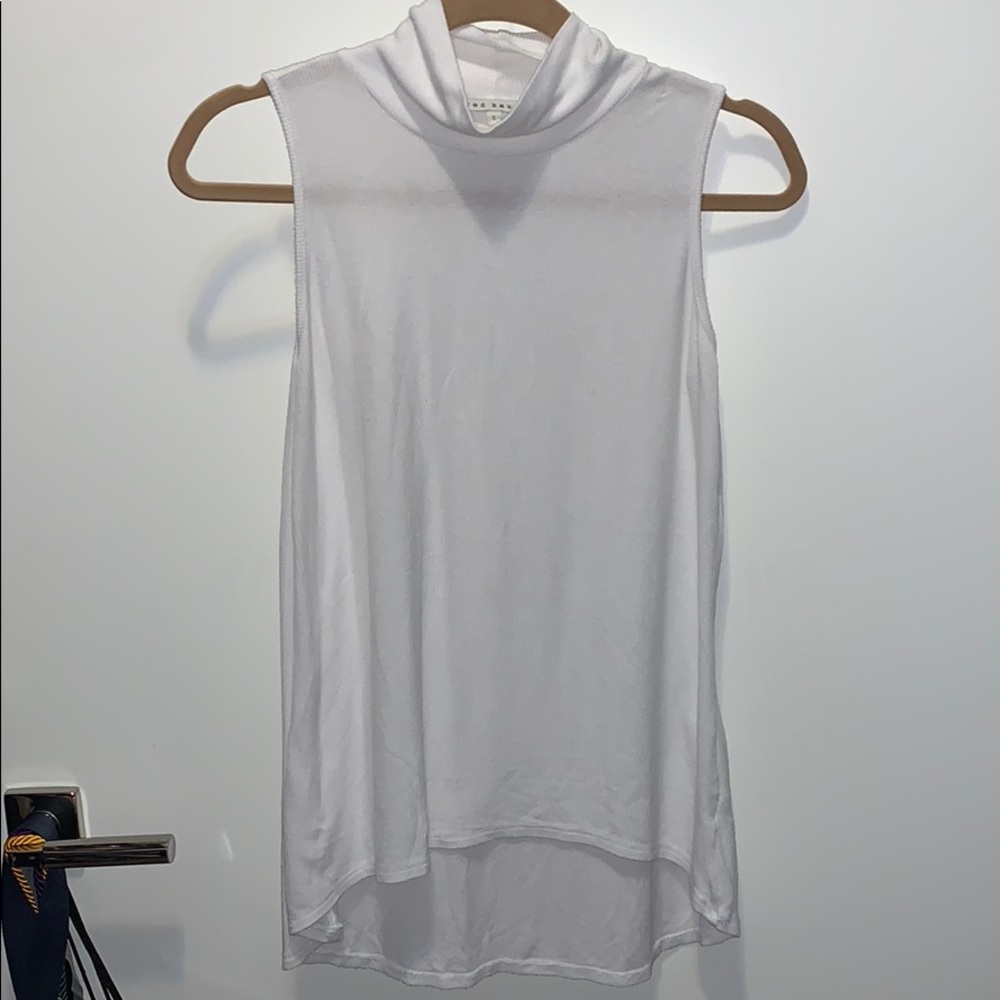 White Red Haute Turtleneck Tank Top Size S